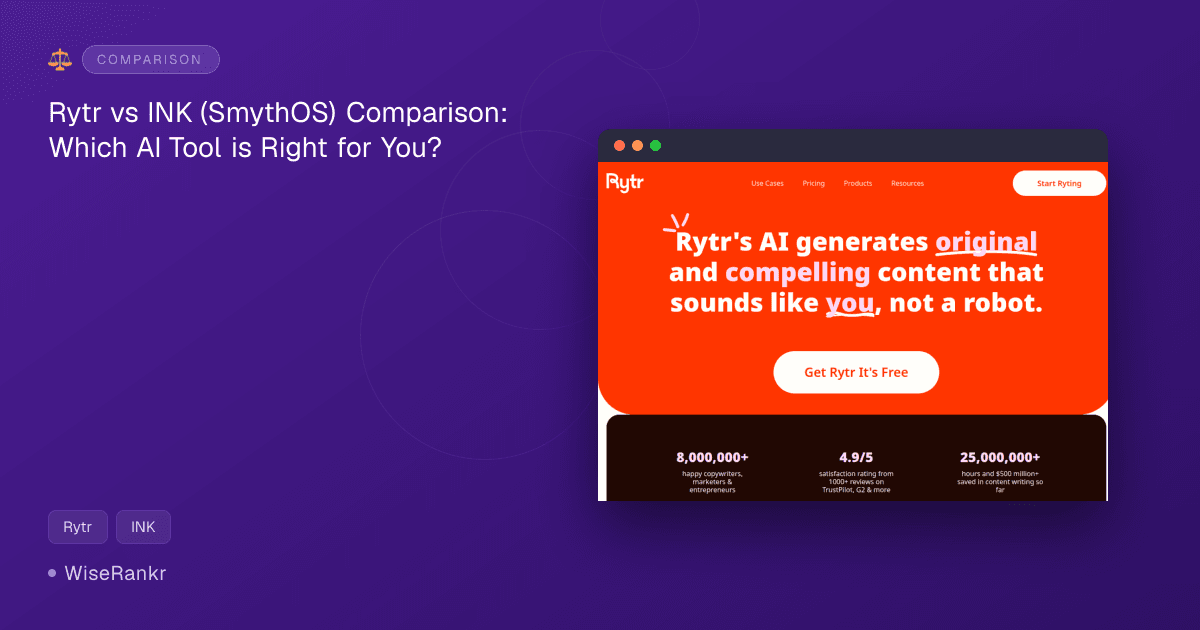 Rytr vs INK (SmythOS) Comparison: Which AI Tool is Right for You?